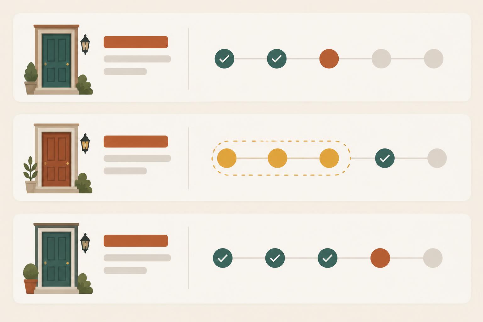 DoorBrief Address Pattern Watch showing recurring repairs by unit with resolved statuses